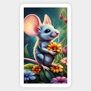 Mouse with flower Sticker